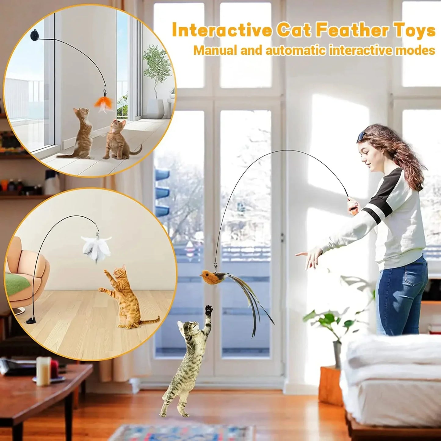 Simulated Petelligent Feather Teaser Cat Toy