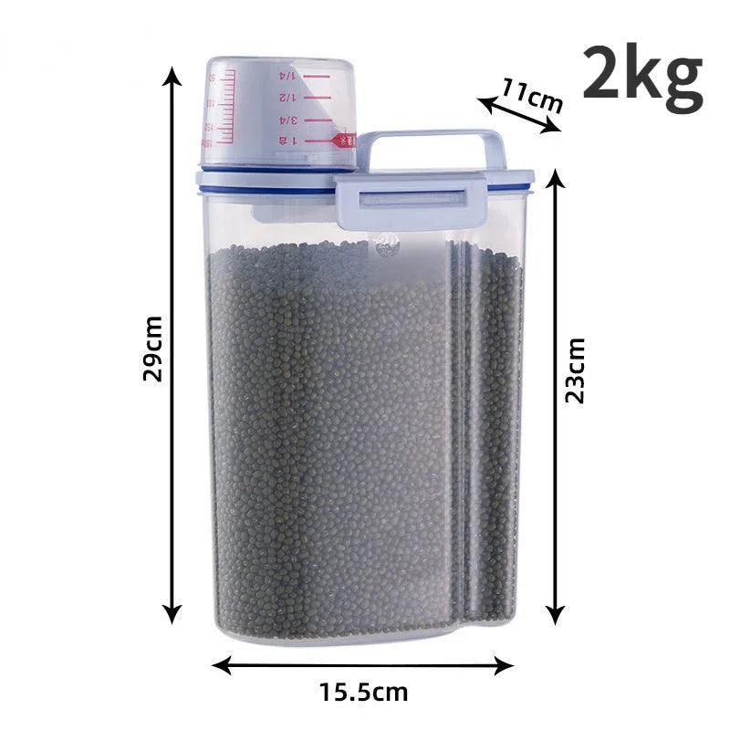 1.5kg/2kg Dog Cat Food Pail Plastic Storage Tank