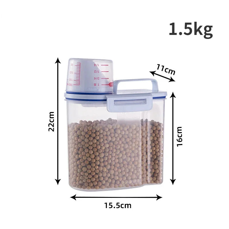 1.5kg/2kg Dog Cat Food Pail Plastic Storage Tank