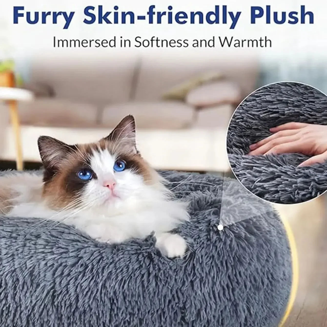 Round Dog Bed Ultra Soft Washable Dog and Cat Cushion Bed