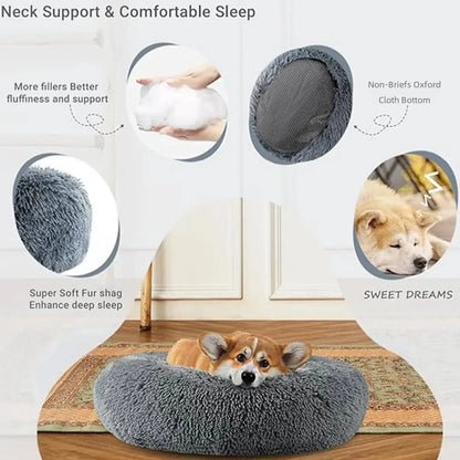 Round Dog Bed Ultra Soft Washable Dog and Cat Cushion Bed