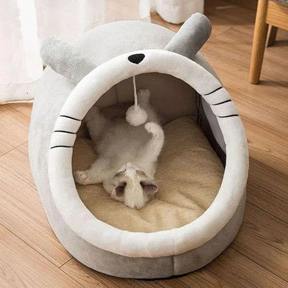 Cute Cat Hiding Warm Cozy House Bed